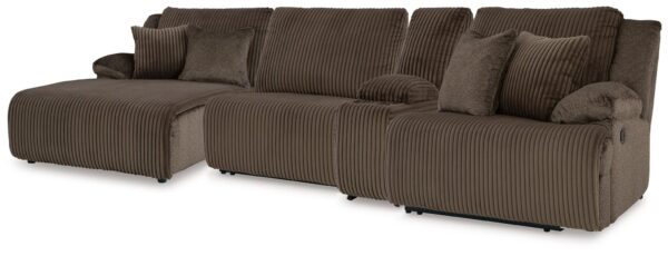 Top Tier - Chocolate - 4-Piece Reclining Sectional With Laf Press Back Chaise