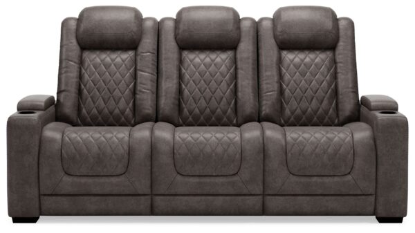 HyllMont - Gray - PWR REC Sofa with ADJ Headrest