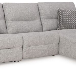 Acklen Place - Pewter - 3-Piece Power Reclining Sectional With RAF Power Reclining Back Chaise