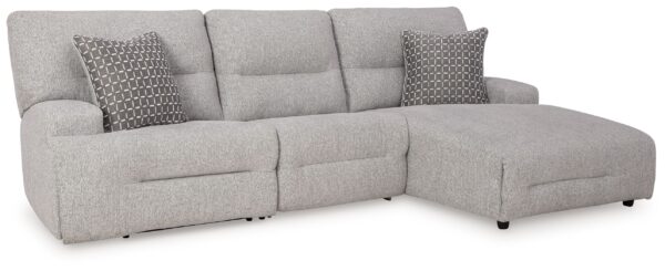 Acklen Place - Pewter - 3-Piece Power Reclining Sectional With RAF Power Reclining Back Chaise