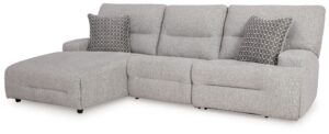 Acklen Place - Pewter - 3-Piece Power Reclining Sectional With LAF Power Reclining Back Chaise