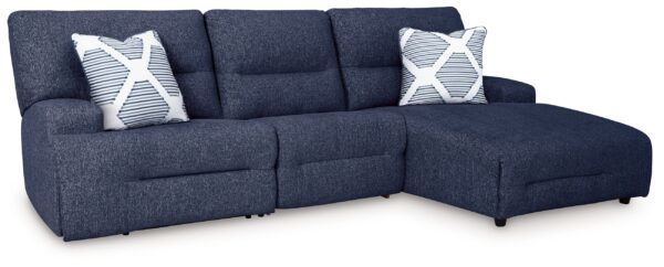 Acklen Place - Navy - 3-Piece Power Reclining Sectional With RAF Power Reclining Back Chaise