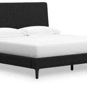 Cadmori - Black - King Upholstered Bed With Roll Slats