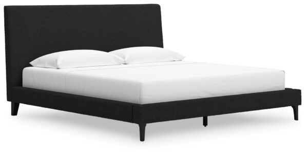 Cadmori - Black - King Upholstered Bed With Roll Slats