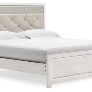 Altyra - White - King Panel Bed With Upholstered Headboard