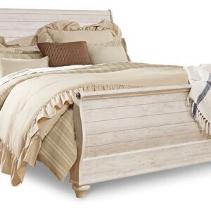 Willowton - Whitewash - King Sleigh Bed