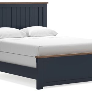 Landocken - Brown / Blue - Queen Panel Bed