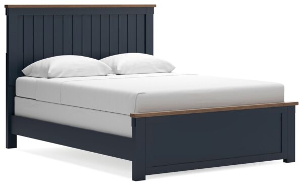 Landocken - Brown / Blue - Queen Panel Bed