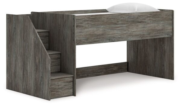 Frandern - Gray - Twin Loft Bed With Left Storage Steps