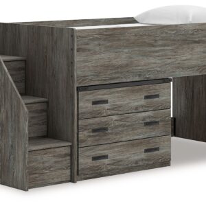 Frandern - Gray - Twin Loft Bed With Drawer Storage