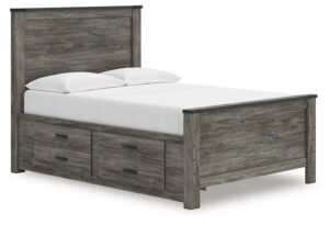 Frandern - Black / Gray - Full Panel Bed With Storage