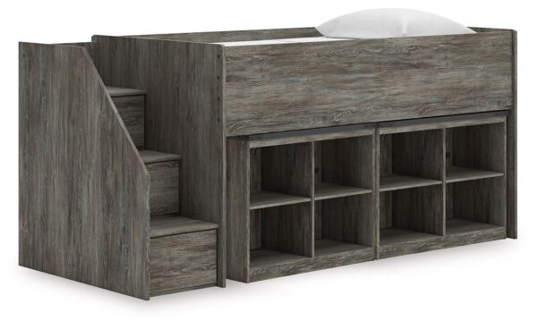 Frandern - Gray - Twin Loft Bed With 2 Bookcase Storages