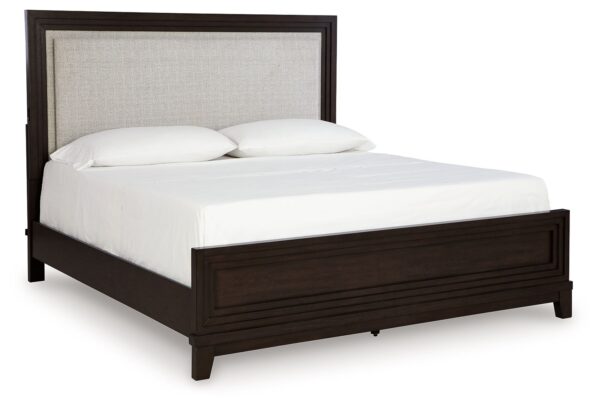 Neymorton - Dark Grayish Brown - Queen Upholstered Panel Bed
