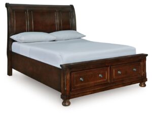 Porter - Rustic Brown - Queen Sleigh Storage Bed