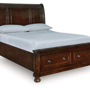 Porter - Rustic Brown - Queen Sleigh Storage Bed
