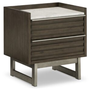 Arkenton - Grayish Brown / White - Two Drawer Night Stand