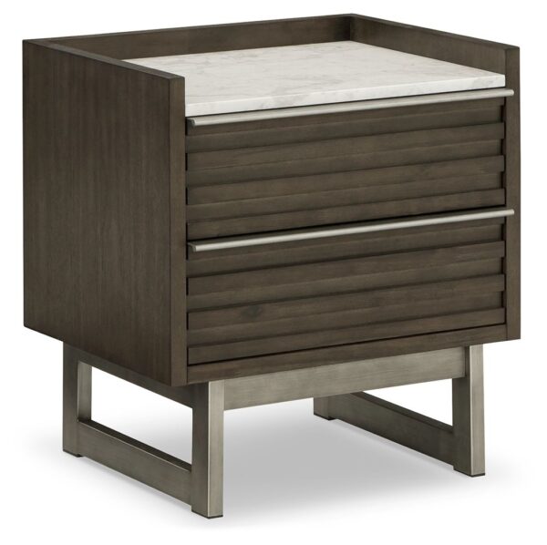 Arkenton - Grayish Brown / White - Two Drawer Night Stand