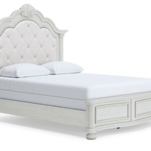 Montelaine - Antique White - Queen Upholstered Panel Bed