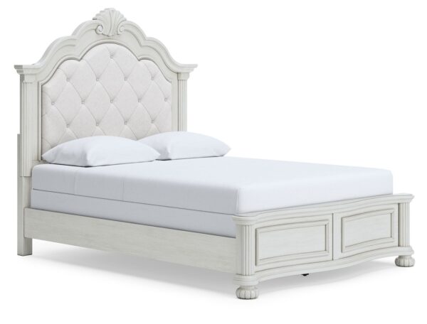 Montelaine - Antique White - Queen Upholstered Panel Bed
