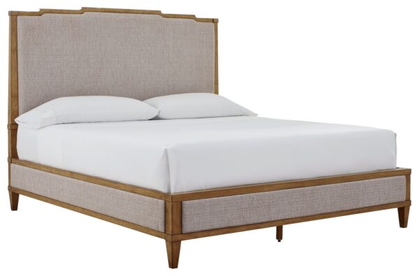 Sharlance - Light Brown - King Upholstered Panel Bed