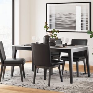 Jettaya - Black / White - 5 Pc. - Rectangular Dining Room Table, 4 Upholstered Side Chairs