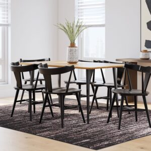 Gretlynn - Black / Natural - 7 Pc. - Dining Room Table, 6 Side Chairs