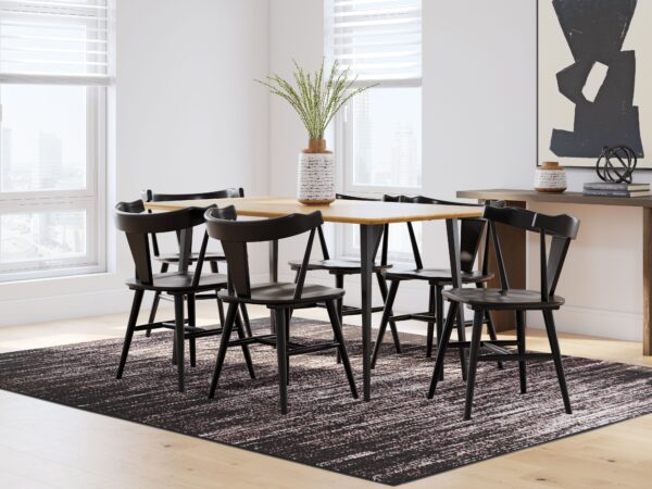 Gretlynn - Black / Natural - 7 Pc. - Dining Room Table, 6 Side Chairs