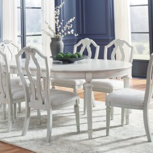 Montelaine - Antique White - 8 Pc. - Dining Room Extension Table, 6 Side Chairs, Server