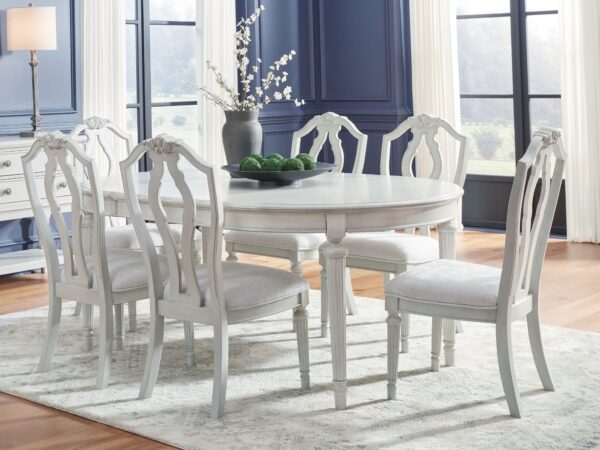 Montelaine - Antique White - 8 Pc. - Dining Room Extension Table, 6 Side Chairs, Server