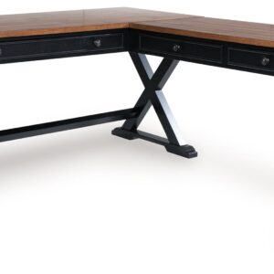 Wildenauer - Brown / Black - Home Office Desk And Return