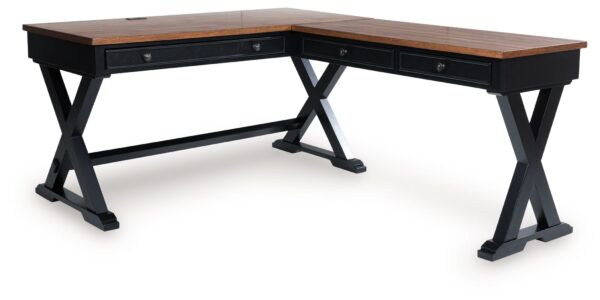 Wildenauer - Brown / Black - Home Office Desk And Return