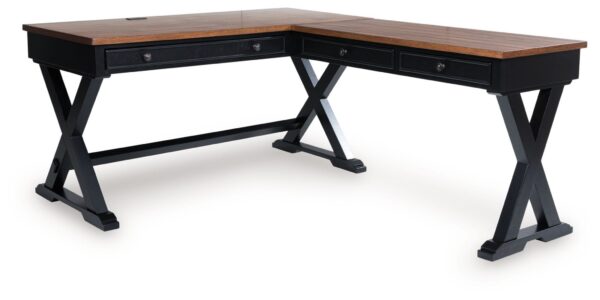 Wildenauer - Brown / Black - Home Office Desk And Return