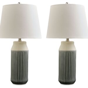 Afener - Blue / Beige - Ceramic Table Lamp (Set of 2)
