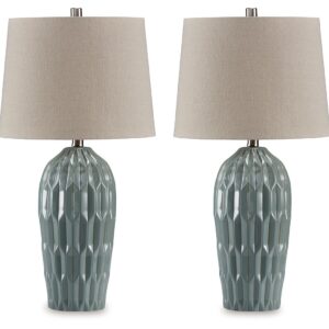 Hadbury - Pale Blue / Teal - Ceramic Table Lamp (Set of 2)
