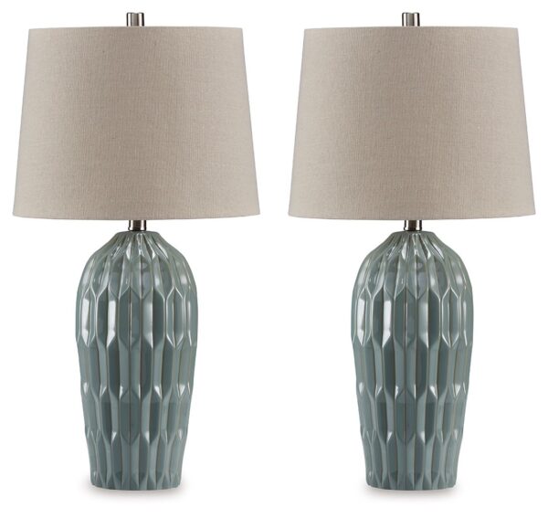 Hadbury - Pale Blue / Teal - Ceramic Table Lamp (Set of 2)