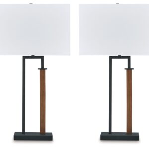 Voslen - Black / Brown - Metal Table Lamp (Set of 2)