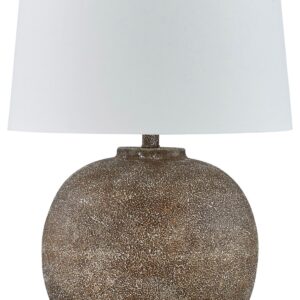 Neavesboro - Antique Brown / White - Metal Table Lamp