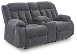 Observation - Steel - Double Reclining Power Loveseat With Console