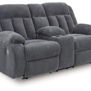 Observation - Steel - Double Reclining Power Loveseat With Console