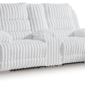 Rhines Falls - Alloy - Double Reclining Power Loveseat With Console