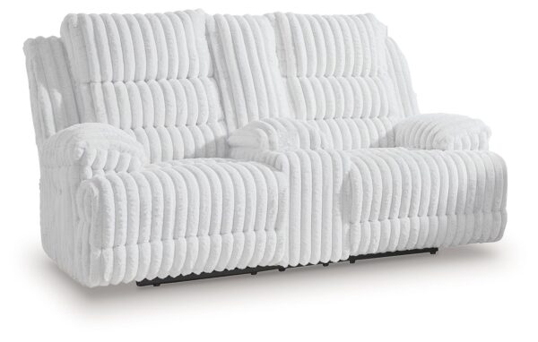 Rhines Falls - Alloy - Double Reclining Power Loveseat With Console