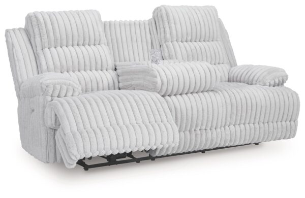 Rhines Falls - Alloy - Reclining Power Sofa With Drop Down Table
