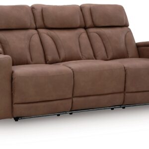 Clean-Slate - Caramel - Power Reclining Sofa / Adj Headrest