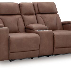 Clean-Slate - Caramel - Power Reclining Loveseat With Console / Adj Headrest