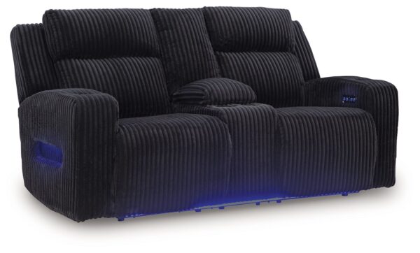 Forest Lake - Black - Power Reclining Loveseat With Console / Adj Headrest