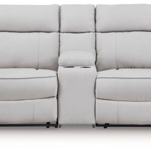Social Pointe - Pearl / Ash - 3-Piece Power Reclining Sectional With Storage Console