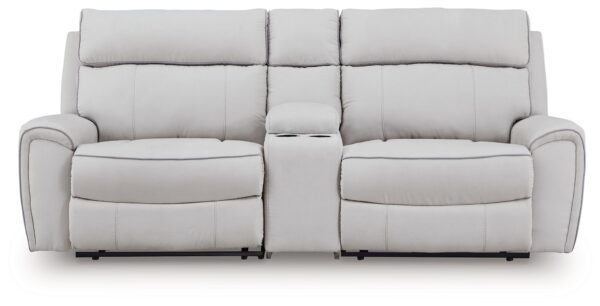 Social Pointe - Pearl / Ash - 3-Piece Power Reclining Sectional With Storage Console