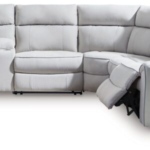 Social Pointe - Pearl / Ash - 6-Piece Reclining Sectional With Storage Console