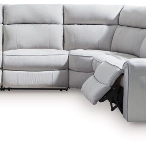 Social Pointe - Pearl / Ash - 5-Piece Power Reclining Sectional
