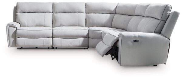 Social Pointe - Pearl / Ash - 5-Piece Power Reclining Sectional